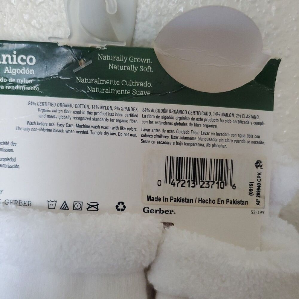 Gerber Baby White Socks Boys & Girls Plush 6 Pack Size 3-6 Months Organic Cotton - Picture 7 of 11